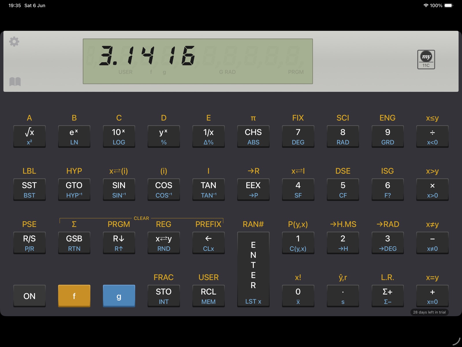 MY11C HP-11C emulator on iPad