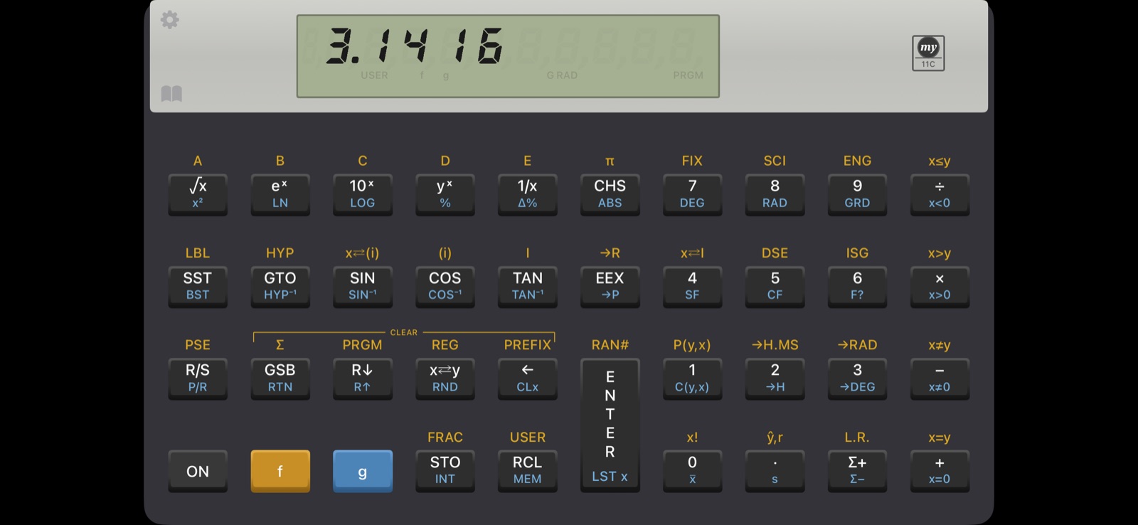 MY11C HP-11C emulator on iPhone