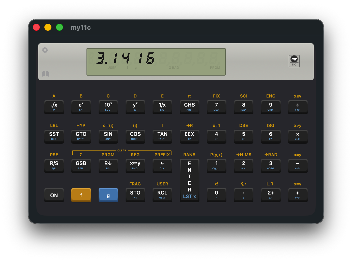 MY11C - HP-11C Microcode Emulator running on macOS