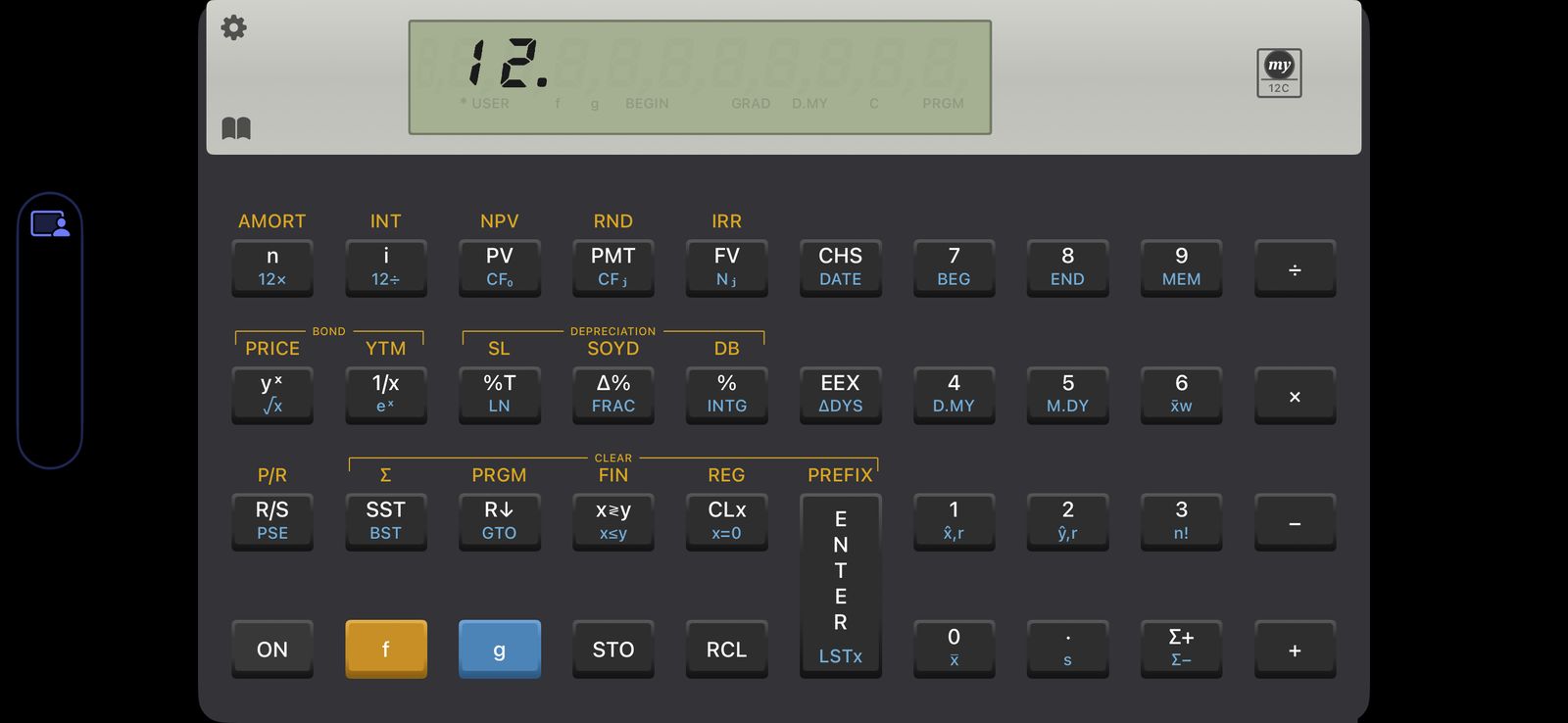 MY12C HP-12C emulator on iPhone