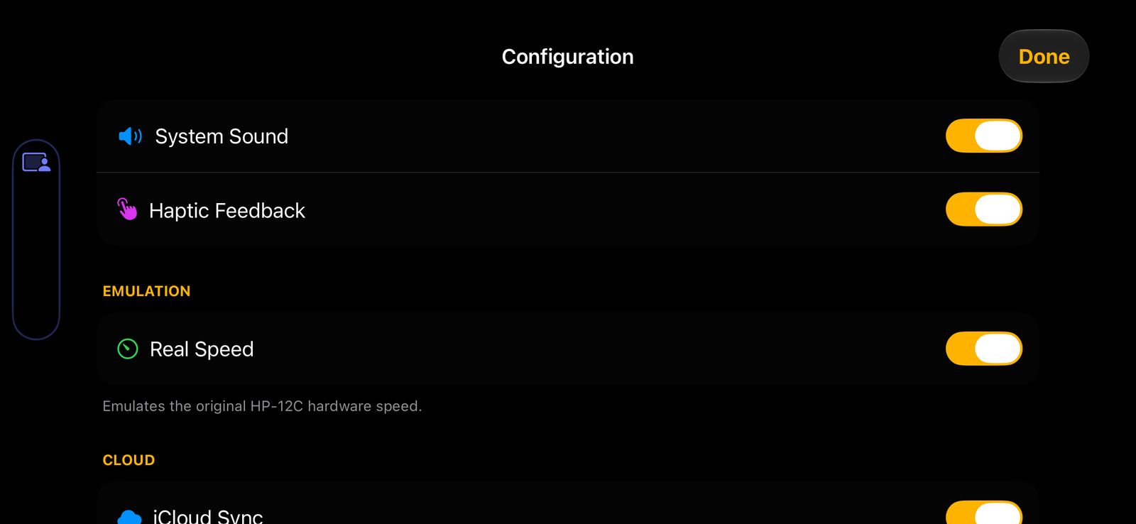 MY12C configuration on iPhone