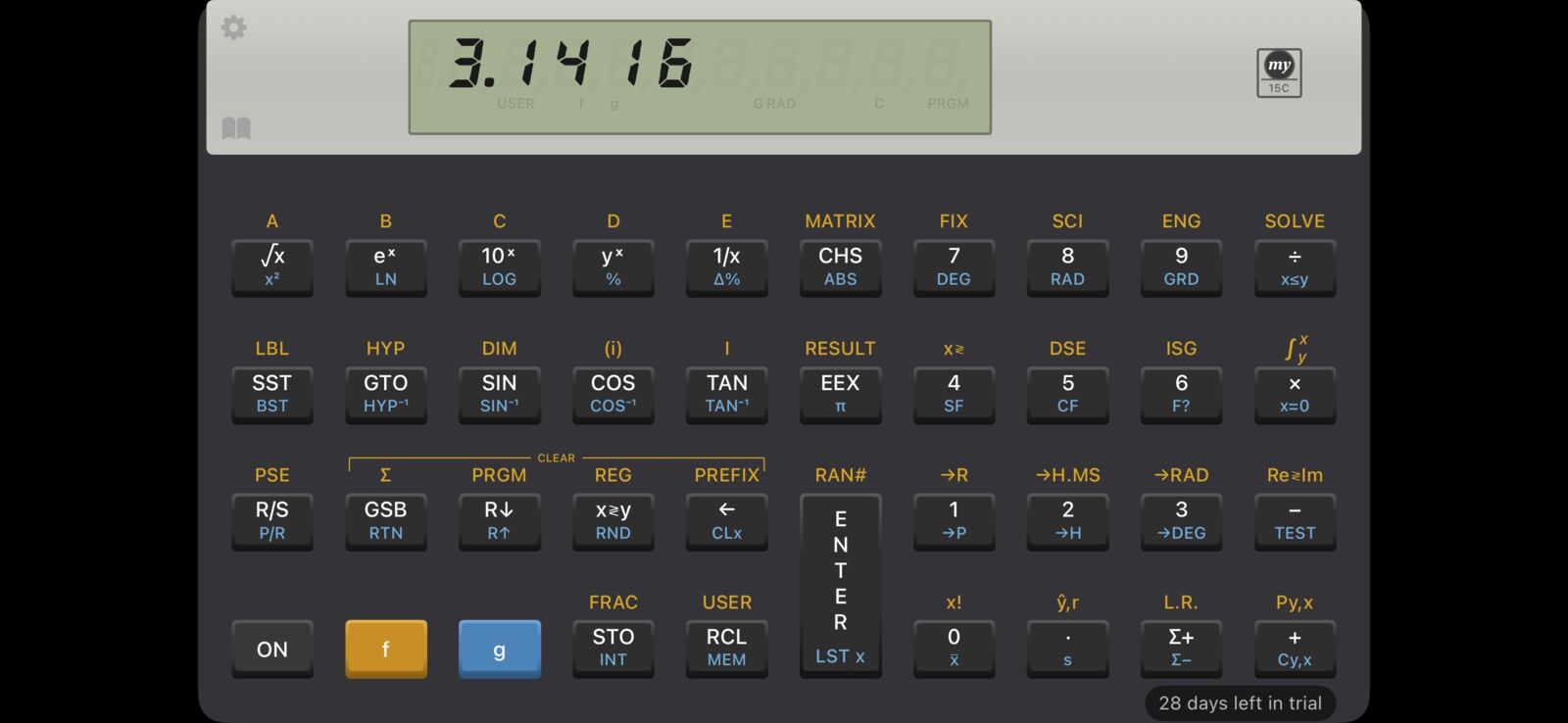 MY15C HP-15C emulator on iPhone