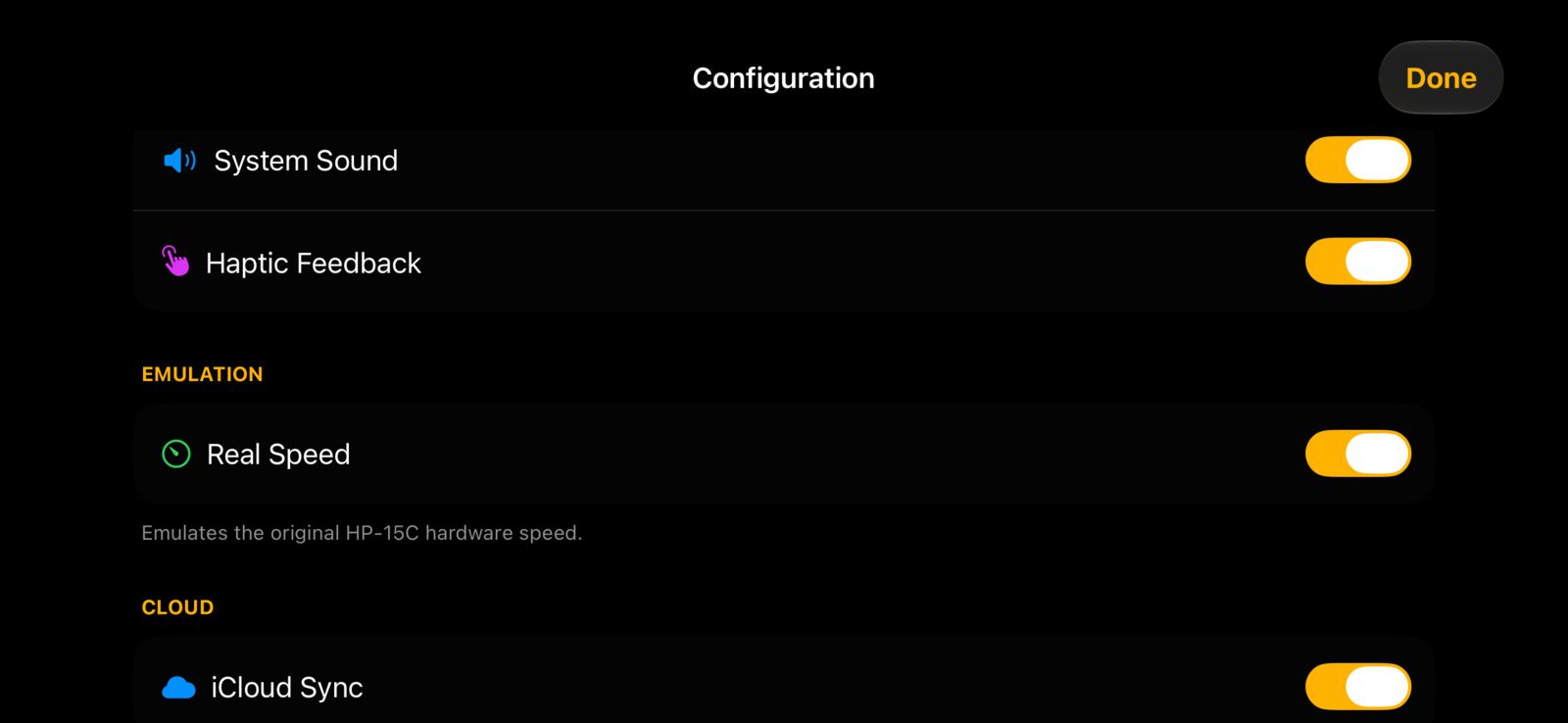 MY15C configuration on iPhone