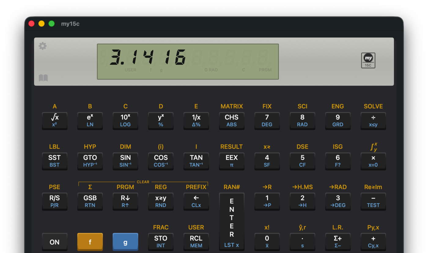 MY15C - HP-15C Microcode Emulator running on macOS