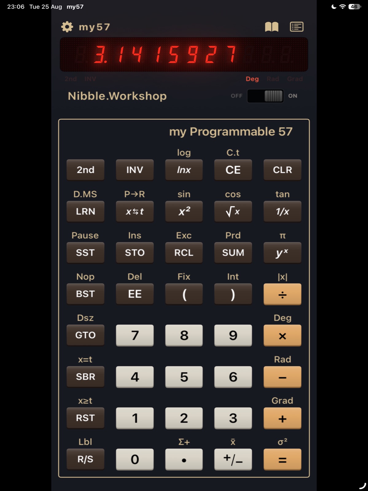 MY57 TI-57 emulator on iPad
