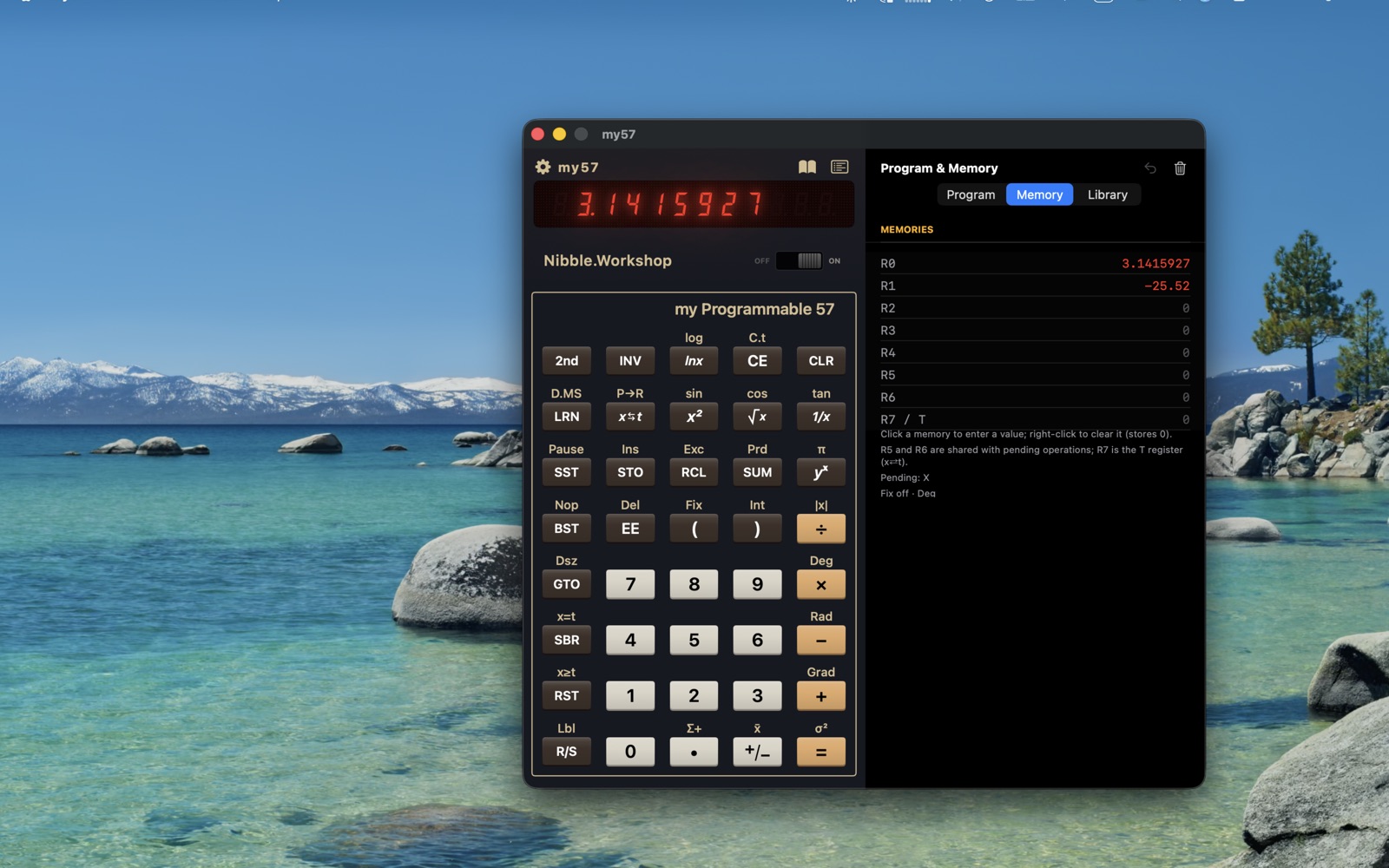 MY57 TI-57 emulator on macOS